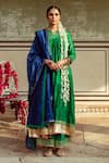 Buy_Maison Shefali_Green Chanderi Silk Embroidered Sequin Tiered Anarkali Set With Contrast Dupatta _at_Aza_Fashions