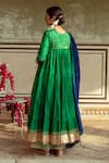 Shop_Maison Shefali_Green Chanderi Silk Embroidered Sequin Tiered Anarkali Set With Contrast Dupatta _at_Aza_Fashions