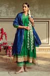 Shop_Maison Shefali_Green Chanderi Silk Embroidered Sequin Tiered Anarkali Set With Contrast Dupatta _Online_at_Aza_Fashions