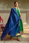 Buy_Maison Shefali_Green Chanderi Silk Embroidered Sequin Tiered Anarkali Set With Contrast Dupatta 