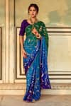 Buy_Maison Shefali_Green Chiffon Embroidered Flora And Fauna Saree With Unstitched Blouse Piece _at_Aza_Fashions