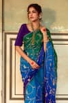 Maison Shefali_Green Chiffon Embroidered Flora And Fauna Saree With Unstitched Blouse Piece _at_Aza_Fashions