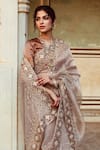 Maison Shefali_Silver Tissue Silk Embroidered Pearl Hem Saree With Unstitched Blouse Piece _Online_at_Aza_Fashions