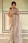 Buy_Maison Shefali_Silver Tissue Silk Embroidered Pearl Hem Saree With Unstitched Blouse Piece 