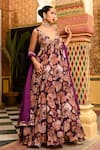 Buy_SANAM_Purple Silk Chiffon Embroidery Moti Floral Kalidar Anarkali With Dupatta _at_Aza_Fashions