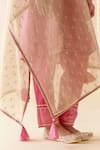 Shop_Nero India_Pink Kurta Crushed Tissue Embroidered Aari Geometric Stripped Short Pant Set 