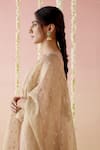 Buy_Nero India_Peach Kurta Embroidered Aari V-neck Flared Pant Set 