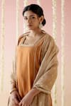 Nero India_Brown Kurta And Pant Chanderi Embroidered Aari Geometric Cheeta Set _at_Aza_Fashions