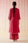 Shop_Nero India_Pink Kurta And Pant Chanderi Embroidered Aari Geometric Cheeta Straight Set _at_Aza_Fashions