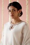 Buy_Nero India_White Chanderi, Viscose, Organza Embroidery, Tassels Dori Kurta Pant Set 