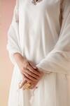 Shop_Nero India_White Chanderi, Viscose, Organza Embroidery, Tassels Dori Kurta Pant Set 
