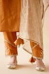 Nero India_Orange Chanderi Embroidered Aari Keyhole Gota Kurta With Pant _Online_at_Aza_Fashions