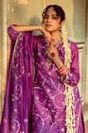 Buy_Maison Shefali_Purple Chanderi Sequin Notched Round Jaal Detailed Kurta Set 