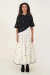 Buy_Indigo Dreams_Black 100% Cotton Hand Woven Circular Jamdani Round Palm Top With Skirt _at_Aza_Fashions