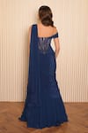 Shop_VRIDHI SOMAANI_Blue Crepe Hand Embroidered Isabel Pre-draped Lehenga Saree With Corset Blouse _at_Aza_Fashions