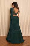 VRIDHI SOMAANI_Green Crepe Hand Embroidered Tassel Ivy Pre-draped Lehenga Saree With Blouse _Online_at_Aza_Fashions