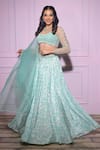 Buy_VRIDHI SOMAANI_Green Silk Crepe Printed Floral Sweetheart Eliza Lehenga Blouse Set _at_Aza_Fashions