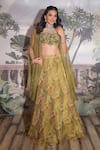 Buy_VRIDHI SOMAANI_Green Tissue Printed Floral Blouse Sweetheart Clara Lehenga Set With Jacket _Online_at_Aza_Fashions