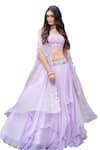 VRIDHI SOMAANI_Purple Organza Embroidered Floral Blouse Viola Layered Lehenga Set With Jacket _Online_at_Aza_Fashions