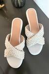 Shop_Modanta Footwear_White Pearl Work Cross Strap Wedges _at_Aza_Fashions