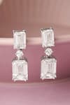 Buy_Fiona Diamonds_White Emerald Lab Diamond 14kt Gold Shaped Earrings _at_Aza_Fashions