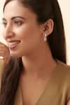 Fiona Diamonds_White Emerald Lab Diamond 14kt Gold Shaped Earrings _Online_at_Aza_Fashions