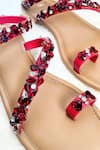 Modanta Footwear_Red Crystal Embellished Strappy Toe Ring Flats _Online_at_Aza_Fashions