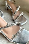 Modanta Footwear_Silver Diamond Embellished Strappy Heels _Online_at_Aza_Fashions