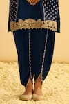 Buy_Sheetal Batra_Blue Kurta Silk Chanderi Embroidery Kashmiri Tilla Aabish And Dhoti Pant Set _Online_at_Aza_Fashions