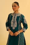 Shop_Sheetal Batra_Emerald Green Kurta Silk Chanderi Embroidery Aabish Floral And Dhoti Pant Set _Online_at_Aza_Fashions