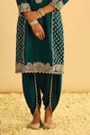 Buy_Sheetal Batra_Emerald Green Kurta Silk Chanderi Embroidery Aabish Floral And Dhoti Pant Set 