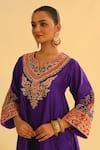 Sheetal Batra_Purple Kurta Silk Chanderi Embroidery Kashmiri Mehrish Kalidar And Pant Set _at_Aza_Fashions