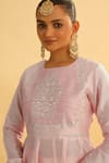 Buy_Sheetal Batra_Pink Kurta Silk Chanderi Embroidery Kashmiri Shahana Yoke Peplum Gharara Set 