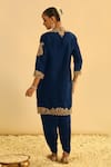 Shop_Sheetal Batra_Blue Kurta Silk Chanderi Embroidery Kashmiri Tilla Aabish And Dhoti Pant Set _at_Aza_Fashions