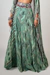 Nupur Kanoi_Green Crepe Hand Embroidered Abstract Print Lehenga Set With Kaftan Jacket _Online_at_Aza_Fashions