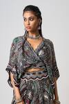 Buy_Nupur Kanoi_Black Crepe Sequins, Embroidery, Beads Printed Kaftan Sleeve Top And Lehenga Set _Online_at_Aza_Fashions