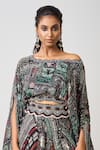 Nupur Kanoi_Black Crepe Embroidery, Beads, Sequins Off-shoulder Hem Top With Lehenga _Online_at_Aza_Fashions