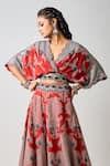 Nupur Kanoi_Orange Silk Lining Crepe Tribal Glory Bloom Kaftan Top With Sharara _Online_at_Aza_Fashions