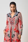 Nupur Kanoi_Orange Silk Embroidery Sequin Tribal Folklore Long Jacket With Pick Up Skirt _Online_at_Aza_Fashions