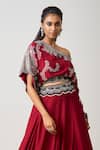 Nupur Kanoi Red Silk, Crepe Sequins, Beads One Bloom Crest Vine Embroidered Top With Lehenga Online at Aza Fashions Nupur Kanoi_Red Silk, Crepe Sequins, Beads One Bloom Crest Vine Embroidered Top With Lehenga _Online_at_Aza_Fashions
