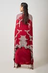 Shop_Nupur Kanoi_Red Crepe, Georgette Sequins, Bahar Flora Embroidered Cape Draped Skirt Set _at_Aza_Fashions
