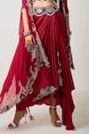 Buy_Nupur Kanoi_Red Crepe, Georgette Sequins, Bahar Flora Embroidered Cape Draped Skirt Set _Online_at_Aza_Fashions