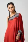 Nupur Kanoi_Orange Crepe, Satin Sequins Embellished Layered Asymmetric Cape With Gharara _Online_at_Aza_Fashions