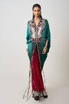 Buy_Nupur Kanoi_Blue Crepe Embroidered Sequin Scalloped V Bead Embellished Jacket With Gharara _at_Aza_Fashions