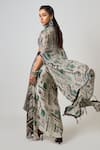 Shop_Nupur Kanoi_Off White Crepe Embroidered Sequin Tribal Embellished Cape Cowl Skirt Set _at_Aza_Fashions