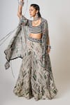 Nupur Kanoi_Off White Crepe Embroidered Embellished Tribal Asymmetric Cape Circular Pant Set _Online_at_Aza_Fashions