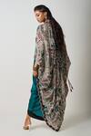 Shop_Nupur Kanoi_Blue Crepe Print Abstract Jacket Open Neck Double Sack Dress With Kite _at_Aza_Fashions