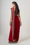 Shop_Nupur Kanoi_Burgundy Crepe Placement Embroidery Beads V Pre-draped Slit Saree With Blouse _at_Aza_Fashions