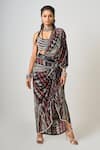 Buy_Nupur Kanoi_Black Crepe Print Abstract Scoop Neck Pre-draped Drawstring Saree With Blouse _at_Aza_Fashions