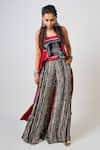 Buy_Nupur Kanoi_Red Crepe Print Kantha Square Neck Tie-dye Singlet Top With Pant _at_Aza_Fashions